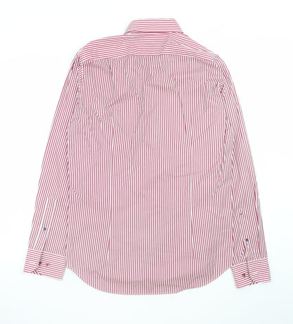 Tommy Hilfiger Men's Red Stripe Fitted Dress Shirt Size 15/38