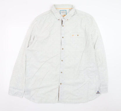 Mantaray Men's Grey Cotton Long Sleeve Button-Up Shirt XL