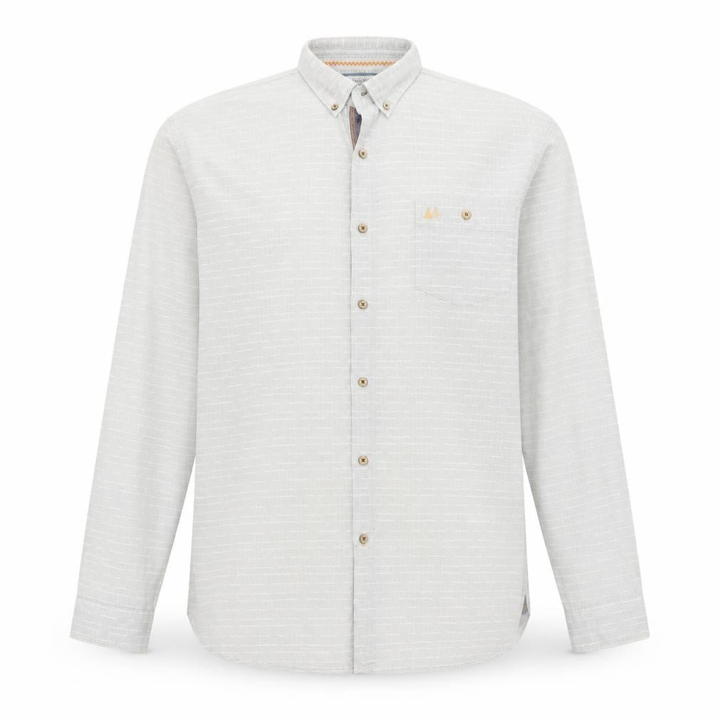 Front view of Mantaray Men's Grey Cotton Long Sleeve Button-Up Shirt XL
