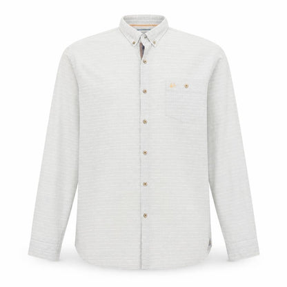Front view of Mantaray Men's Grey Cotton Long Sleeve Button-Up Shirt XL
