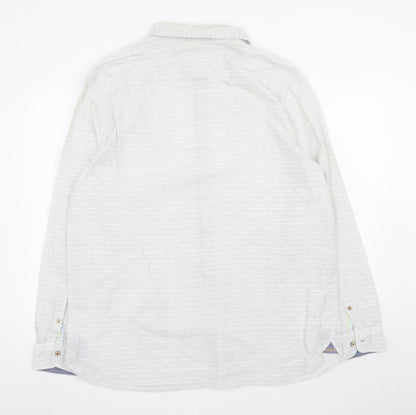 Mantaray Men's Grey Cotton Long Sleeve Button-Up Shirt XL