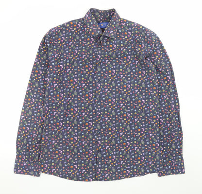 Pope Men’s Multicoloured Floral Cotton Long Sleeve Dress Shirt L