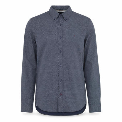 Tommy Hilfiger Men's Blue Regular Fit Long Sleeve Cotton Dress Shirt M