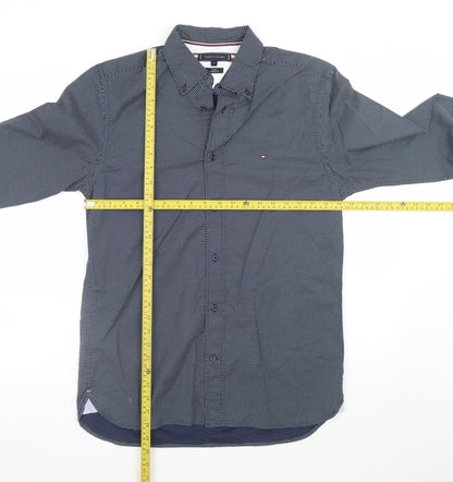 Tommy Hilfiger Men's Blue Regular Fit Long Sleeve Cotton Dress Shirt M