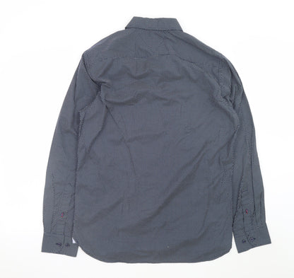 Tommy Hilfiger Men's Blue Regular Fit Long Sleeve Cotton Dress Shirt M