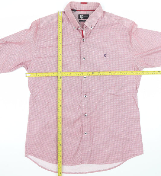 C&A Men’s Red Slim Fit Geometric Long Sleeve Button-Up Shirt Size 16.5