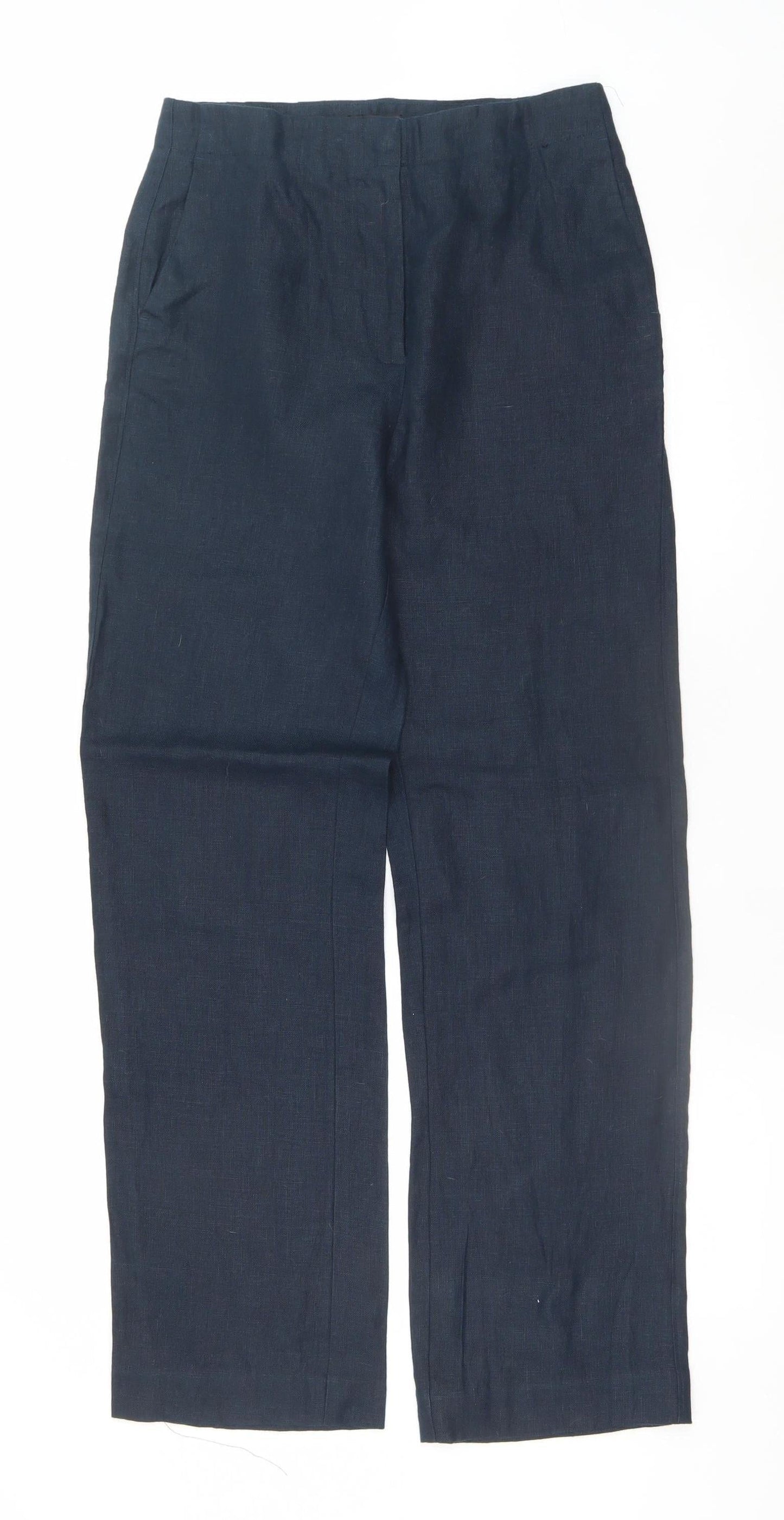 Marks and Spencer Autograph Women’s Navy Linen Trousers Size 10 Regular Fit