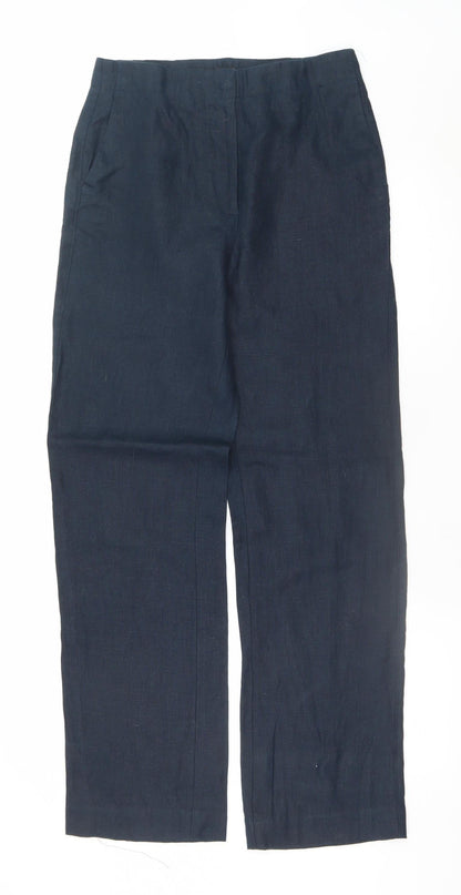 Marks and Spencer Autograph Women’s Navy Linen Trousers Size 10 Regular Fit