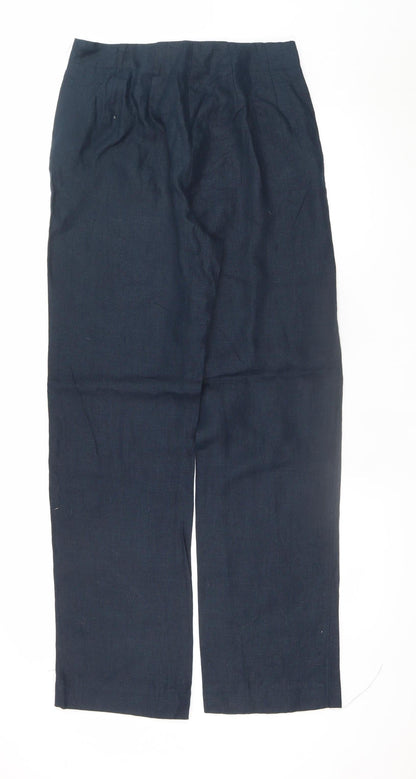 Marks and Spencer Autograph Women’s Navy Linen Trousers Size 10 Regular Fit