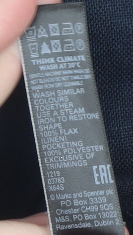Marks and Spencer Autograph Women’s Navy Linen Trousers Size 10 Regular Fit