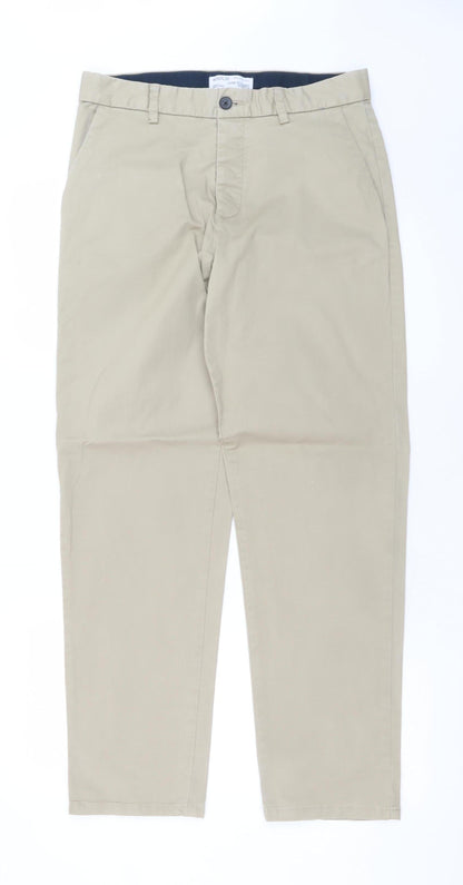 Denim Co Men's Beige Chino Straight Stretch Trousers W30 L30