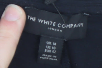 The White Company Women Black Cotton Modal Short Sleeve T-Shirt UK 14