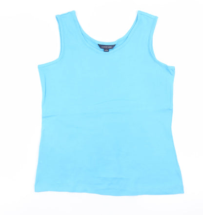 Lands' End Women Blue Tank Top Size 6-8 Cotton Sleeveless Summer Casual