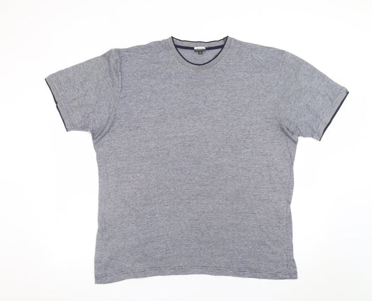 Jaeger Men’s Grey Striped Cotton Crew Neck T-Shirt XL