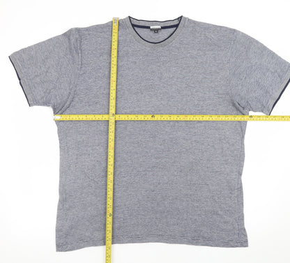 Jaeger Men’s Grey Striped Cotton Crew Neck T-Shirt XL