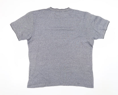 Jaeger Men’s Grey Striped Cotton Crew Neck T-Shirt XL
