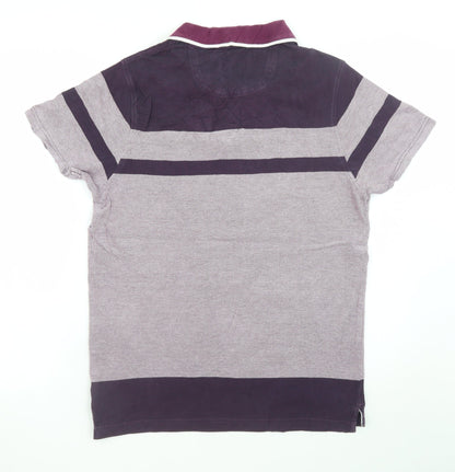 Henri Lloyd Men’s Purple Striped Cotton Polo Shirt Size M Slim Fit