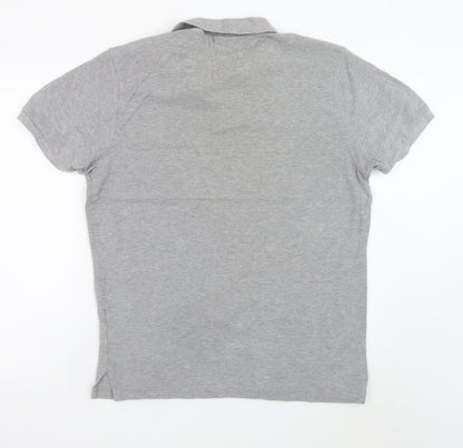 GANT Men's Grey Regular Fit Cotton Short Sleeve Polo Shirt L