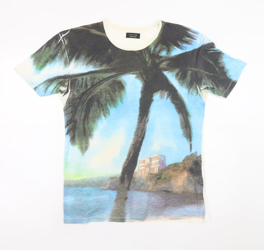 Zara Man Men's Multicoloured M Tropical Beach Graphic T-Shirt