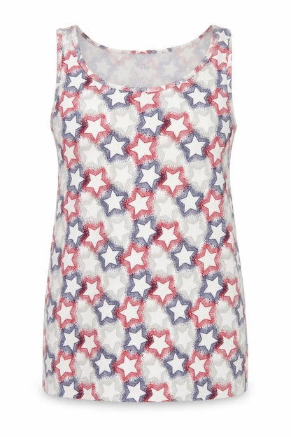 Lavon Womens Multicoloured Star Print Tank Top 2XL Plus Basic Cotton Blend