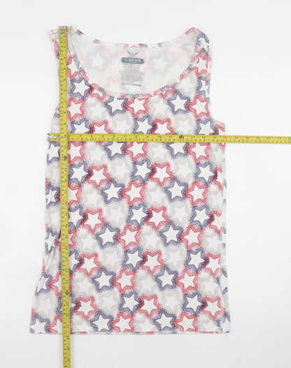Lavon Womens Multicoloured Star Print Tank Top 2XL Plus Basic Cotton Blend