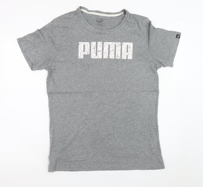 Puma Men's Grey Graphic Logo T-Shirt Size M Short Sleeve Sportswear