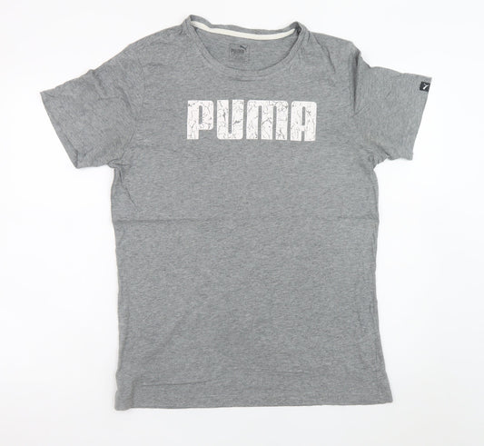 Puma Men's Grey Graphic Logo T-Shirt Size M Short Sleeve Sportswear