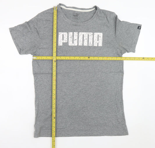 Puma Men's Grey Graphic Logo T-Shirt Size M Short Sleeve Sportswear