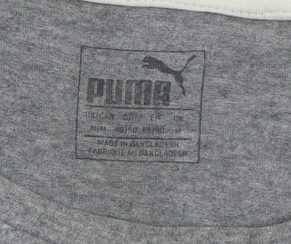 Puma Men's Grey Graphic Logo T-Shirt Size M Short Sleeve Sportswear