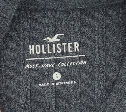 Hollister Women's Grey Slim Fit Knit 3/4 Sleeve T-Shirt S