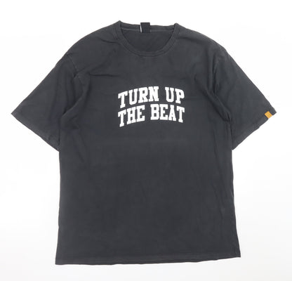Zara Men's Black M Graphic Music T-Shirt 'Turn Up The Beat'