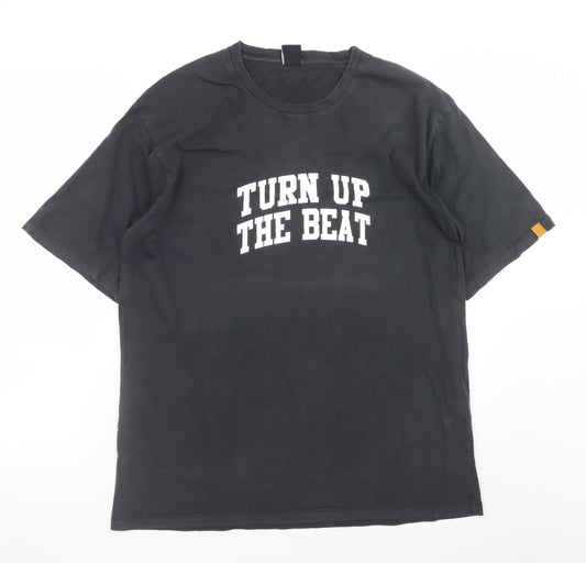 Zara Men's Black M Graphic Music T-Shirt 'Turn Up The Beat'