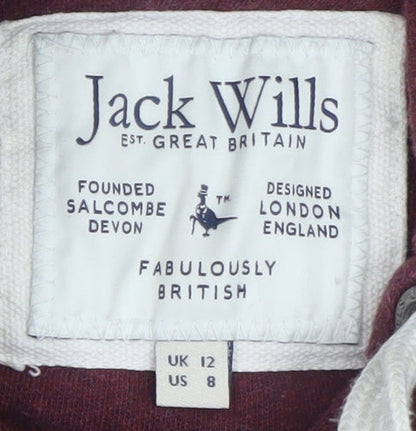 Jack Wills Womens Burgundy Hoodie UK 12 Pullover Hooded Sweatshirt