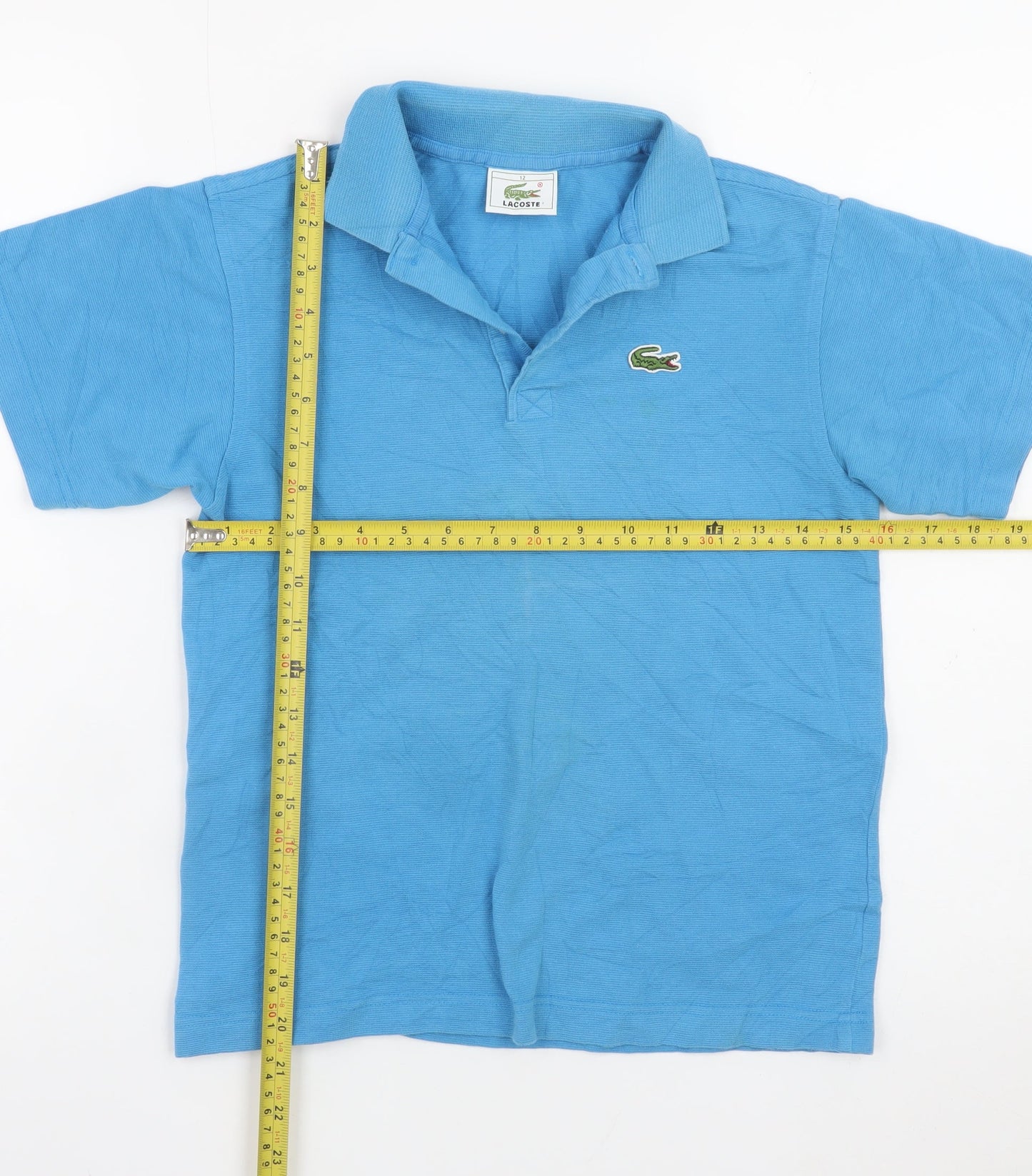 Lacoste Boys Blue Polo Shirt Size 12 Years Cotton Collared Logo Top