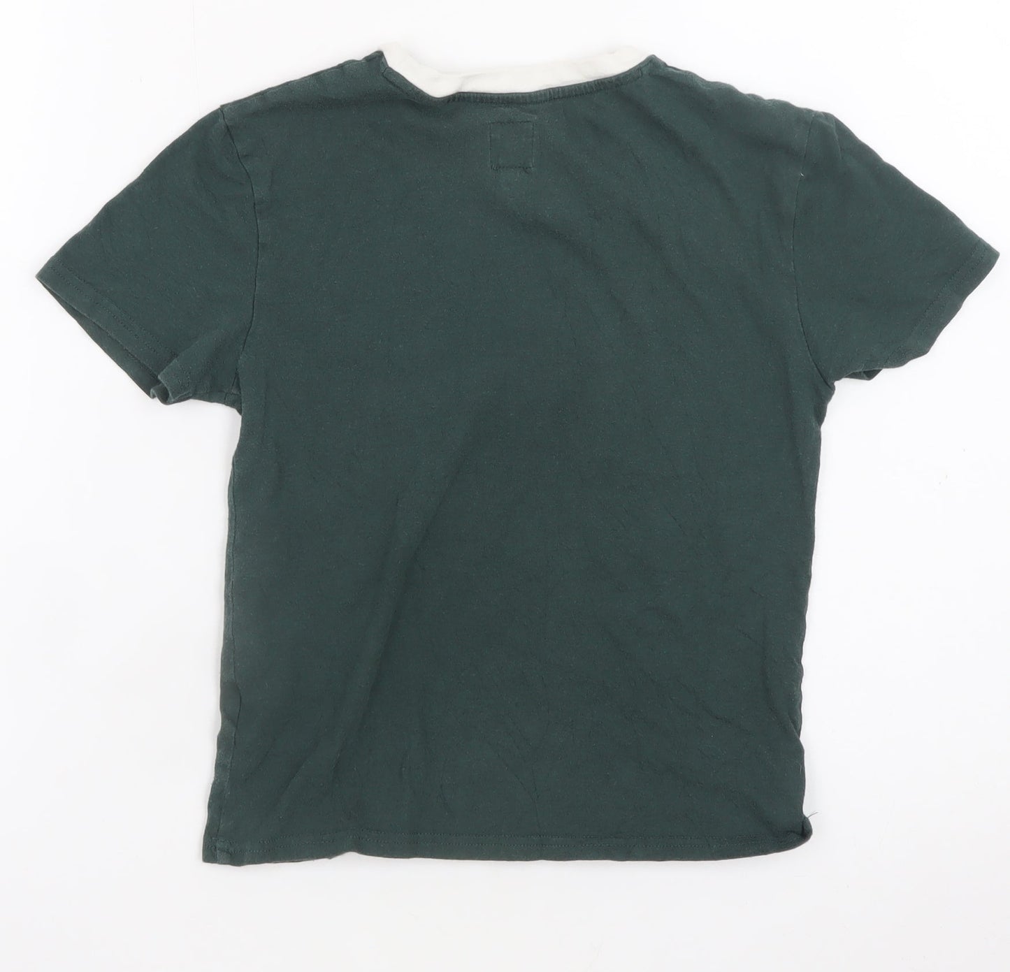 Jack Wills Womens Green Ringer T-Shirt Size 6 Cotton Casual Top