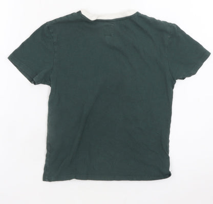 Jack Wills Womens Green Ringer T-Shirt Size 6 Cotton Casual Top