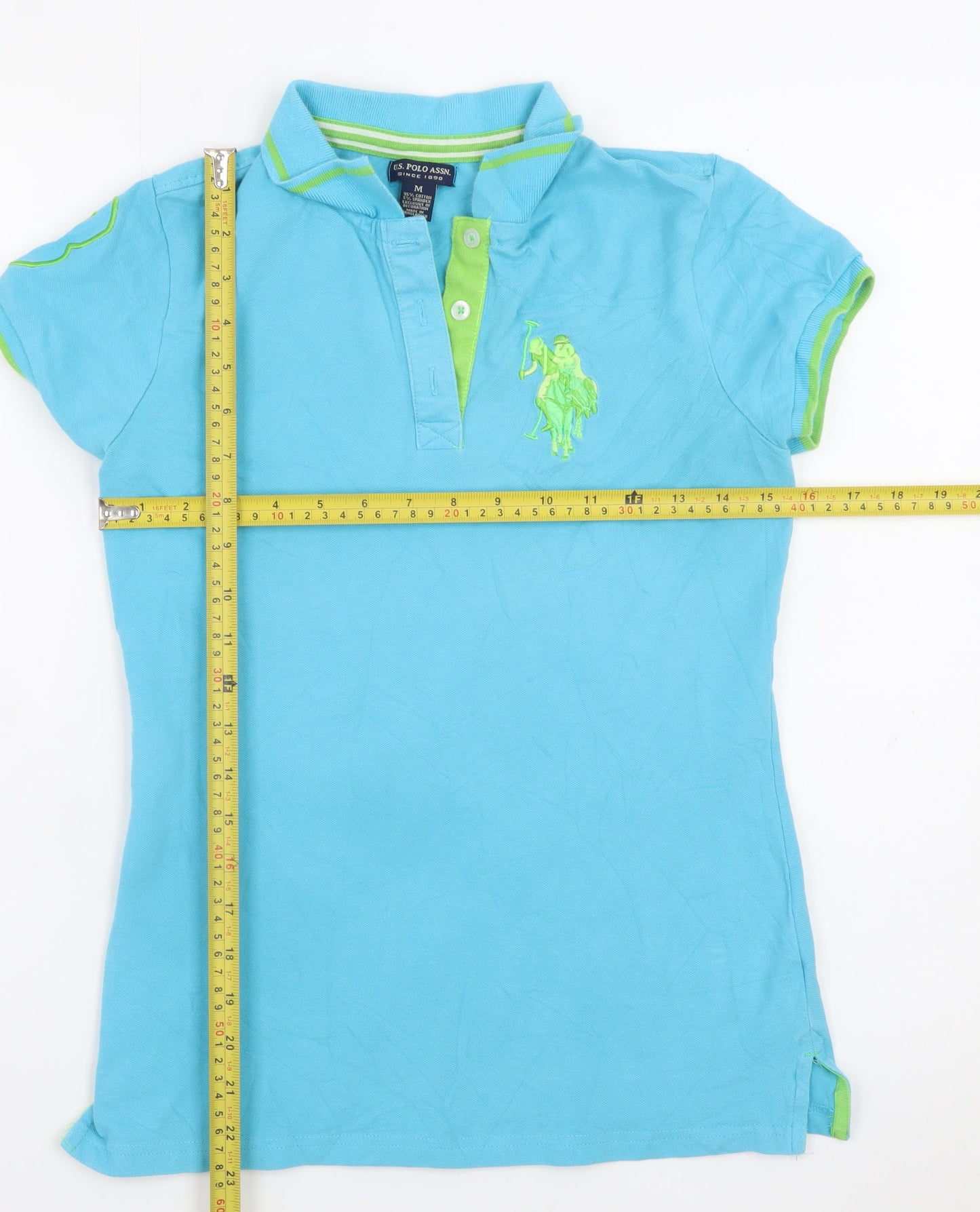 U.S. Polo Assn. Women's Blue Cotton Stretch Polo Shirt M
