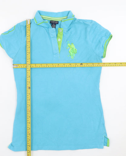 U.S. Polo Assn. Women's Blue Cotton Stretch Polo Shirt M