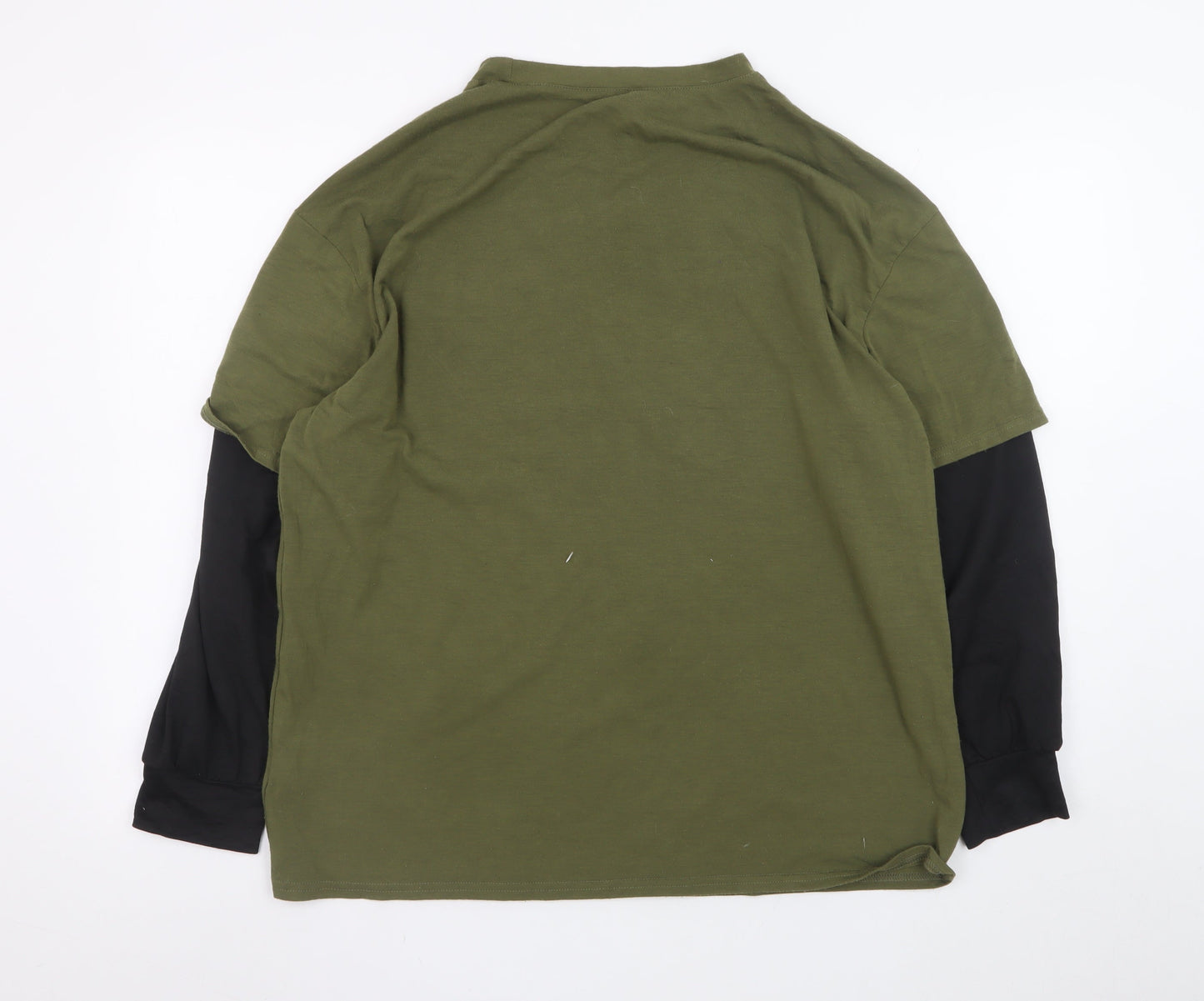 Romwe Men's Green XS Graphic Angel Wings Long Sleeve Layered T-Shirt