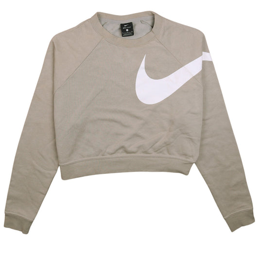 Nike Women Beige Dri-FIT Pullover Sweatshirt Small Crew Neck