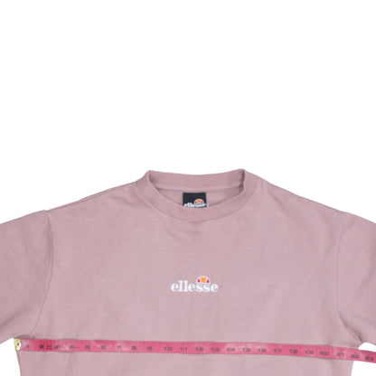 Ellesse Womens Pink Pullover Sweatshirt Size M Cotton Blend Logo Crew Neck