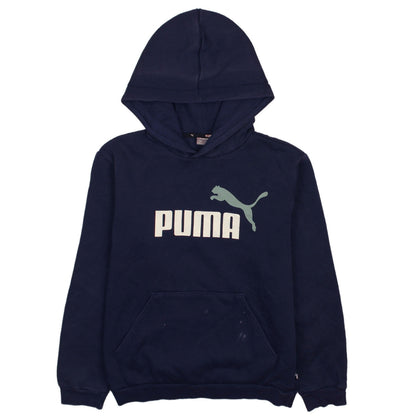 Puma Boys Navy Blue Pullover Hoodie Size 13-14 Years Cotton Blend