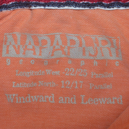 Napapijri Men’s Orange Long Sleeve Cotton Polo Shirt Size M