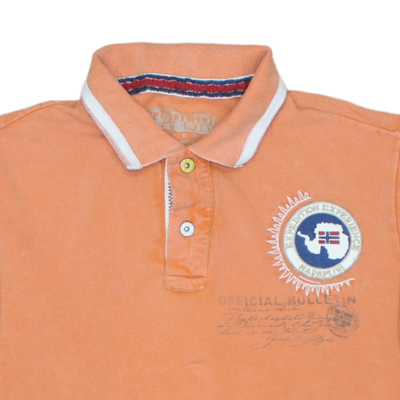 Napapijri Men’s Orange Long Sleeve Cotton Polo Shirt Size M