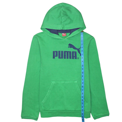 Puma Womens Green Pullover Hoodie UK 16 Cotton Blend Logo Casual