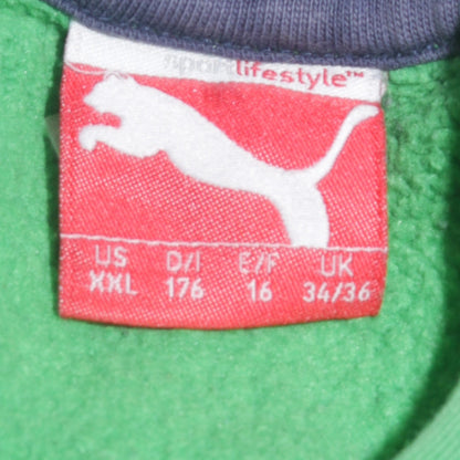 Puma Womens Green Pullover Hoodie UK 16 Cotton Blend Logo Casual