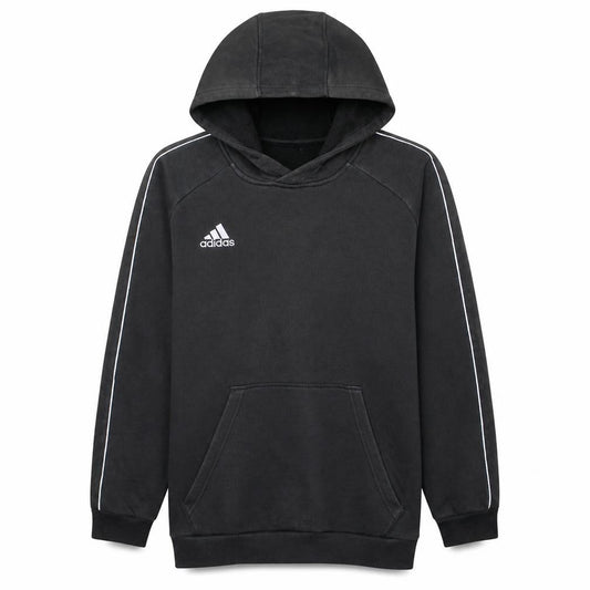 Front view of Adidas Men's Black Pullover Hoodie M Sports Fleece Sweatshirt