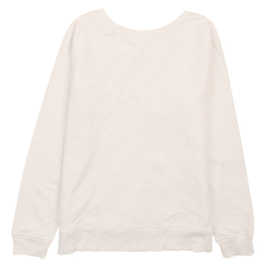 GAP Women Ivory XS Glitter Logo Pullover Sweatshirt