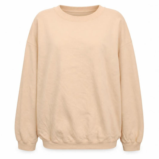 Front view of Gap women’s beige pullover sweatshirt cotton blend, size M, casual