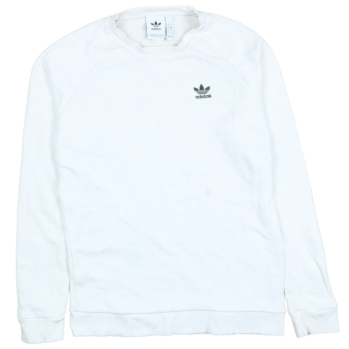 Adidas Men's White Small Trefoil Logo Pullover Sweatshirt